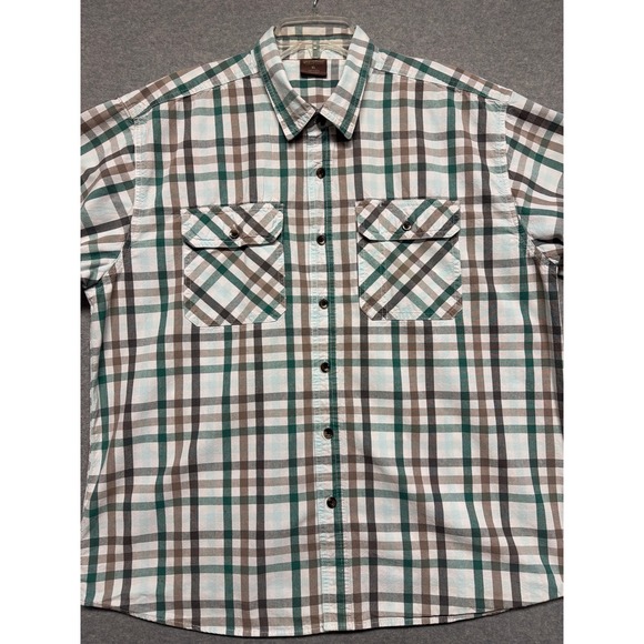 Great Northwest Clothing Company Other - Great‎ Northwest Mens XL Plaid Short Sleeve Button Down Cotton Shirt Green Brown